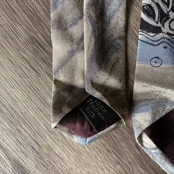 Henry Grethel Men's Pen & Ink Watercolor Art Floral Multicolor 100% SILK Necktie - Picture 3 of 9